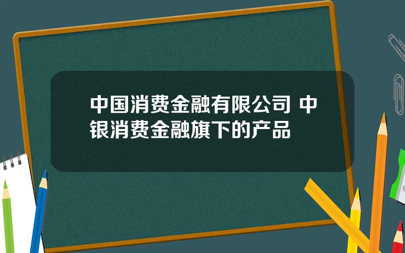 中国消费金融有限公司 中银消费金融旗下的产品